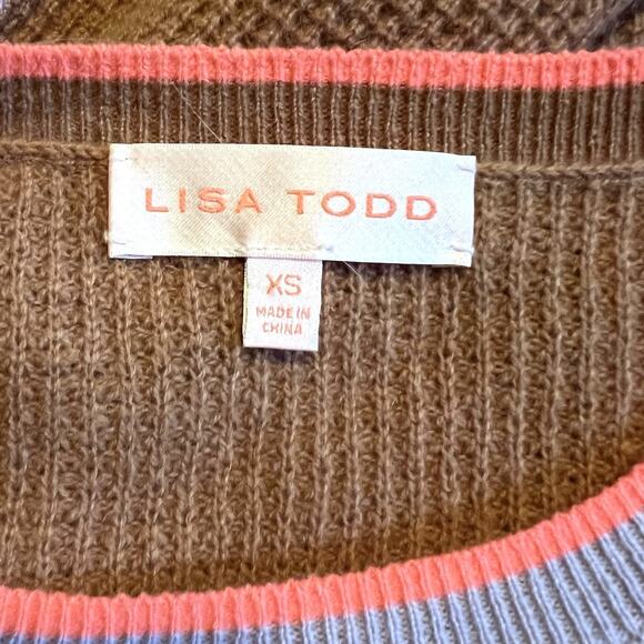 Lisa Todd 100% Cashmere Sweater Waffle Knit Colorblock Oversized Women’s XS - Picture 5 of 7